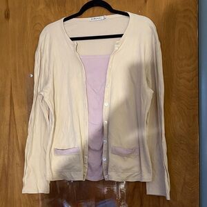 Bordado Cream and Purple Sweater Top
